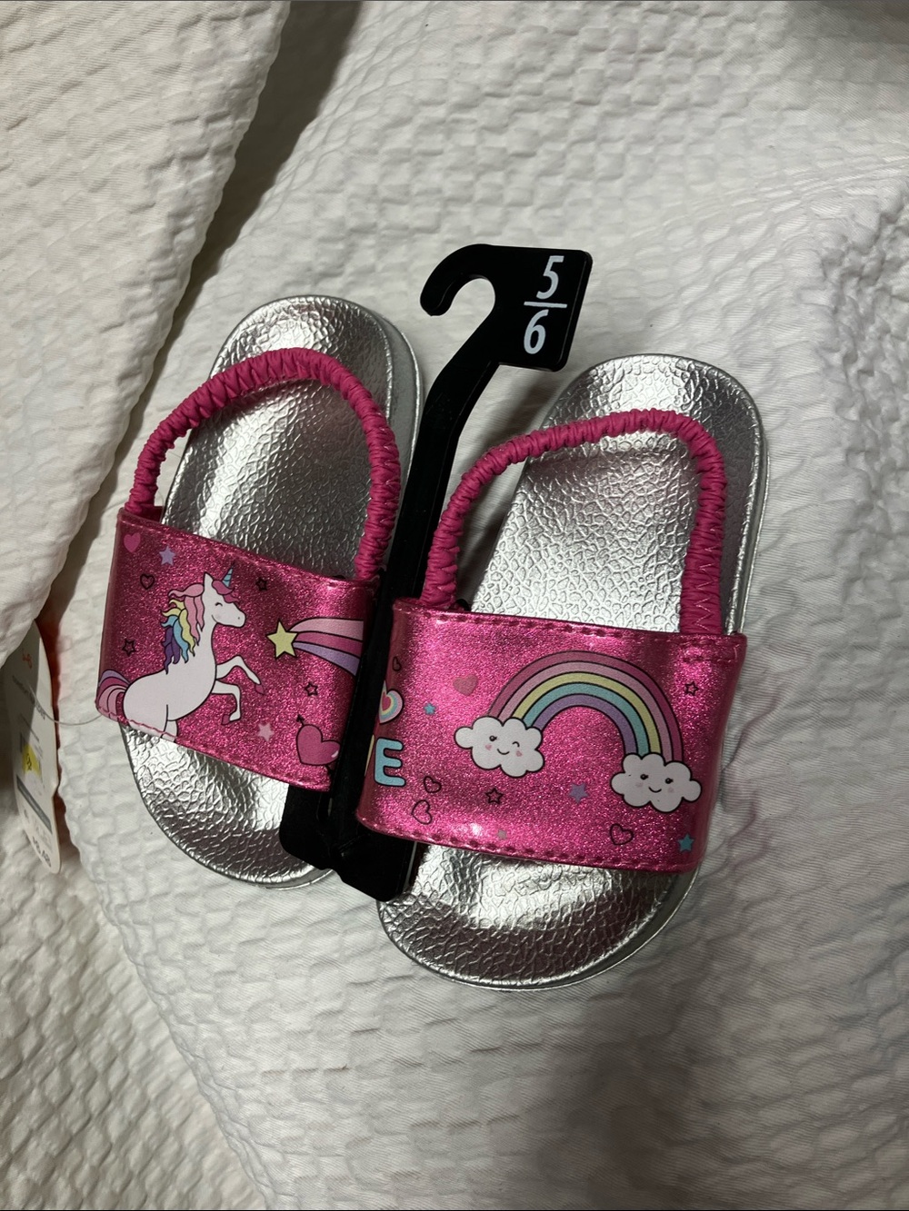 wonder nation Pink Unicorn & Rainbow Slide Sandals